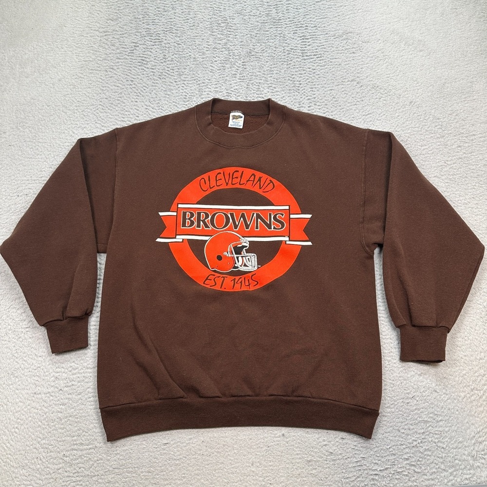 Vintage Cleveland Browns Sweatshirt Men's Size Large Brown NFL‎ Crewneck Sweater